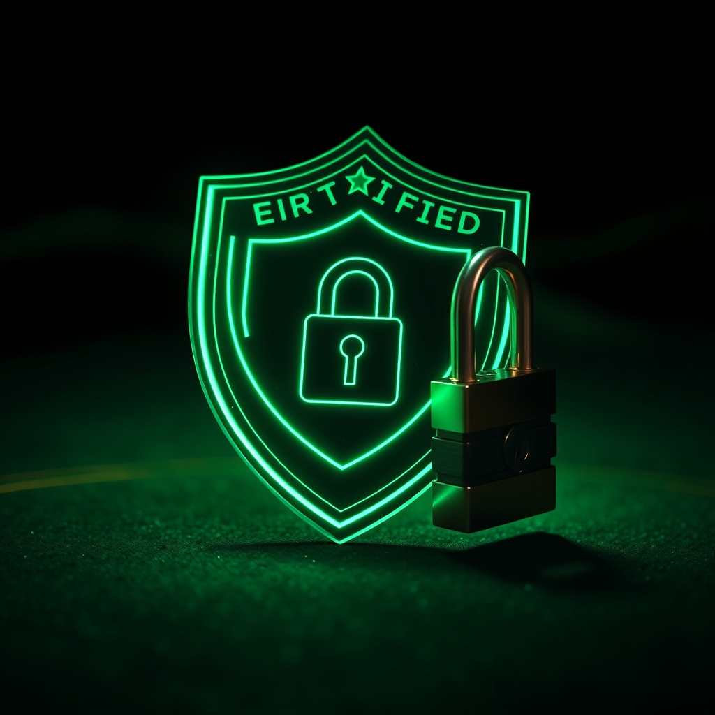 Certified fairness and encryption shield over a Yono Games gaming table