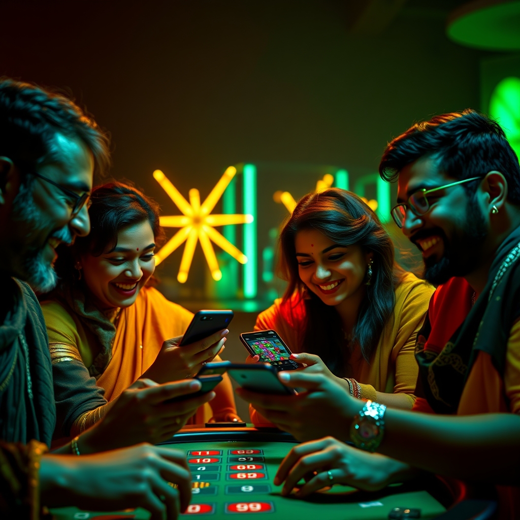 Indian players enjoying a mobile casino game together on Yono Games